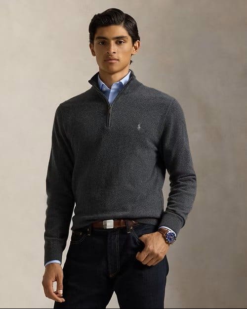 Alternative view of RL zip pull wol/Cashmere